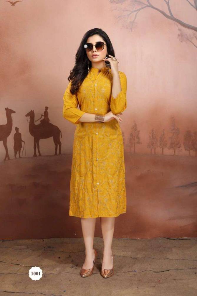 Canvas Casual Daily Wear Rayon embroidery Latest Kurti Collection